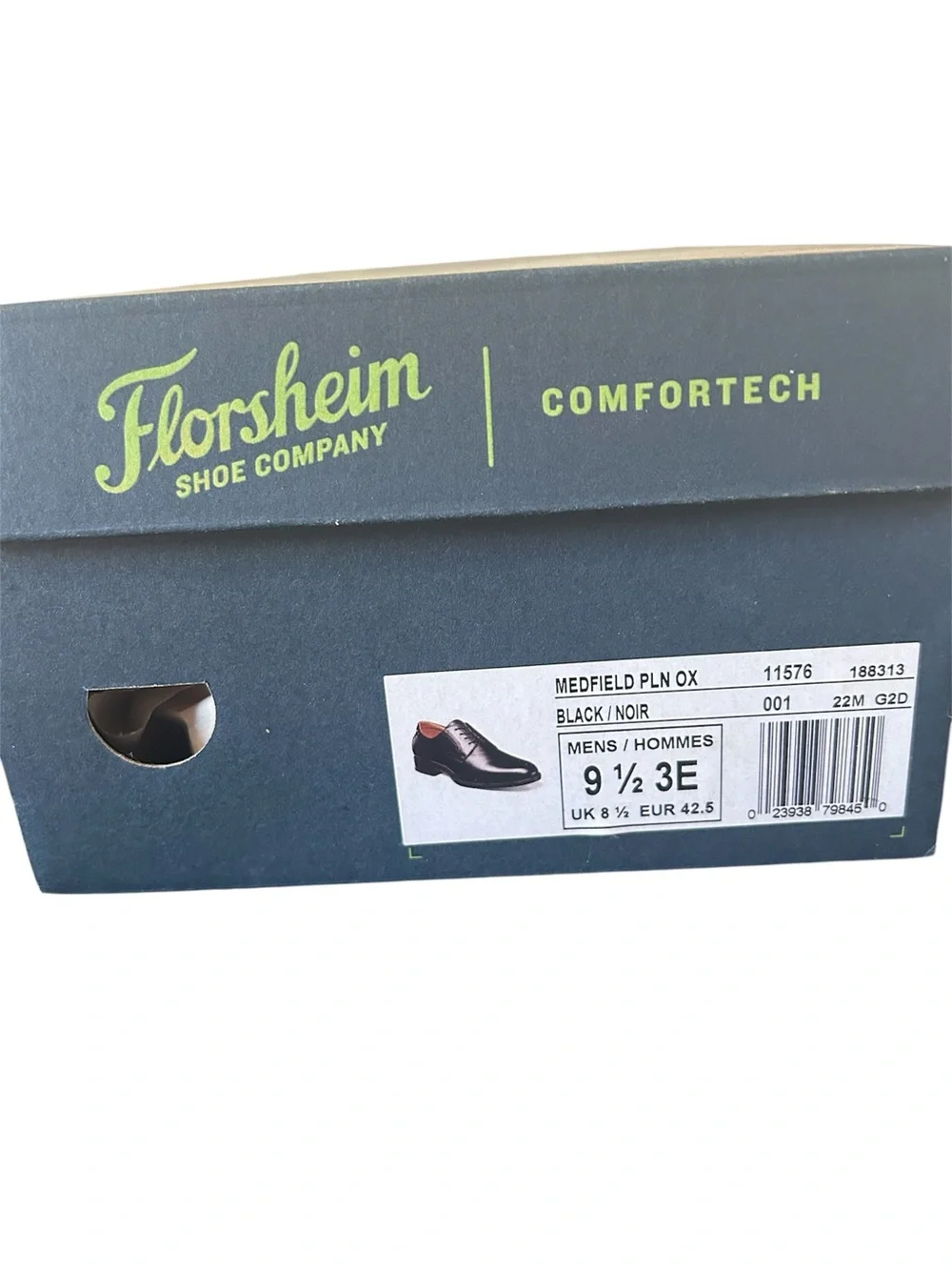 Florsheim  Comfotech Leather Upper E-Wide Black Oxford Box -Dress Shoes Men’s